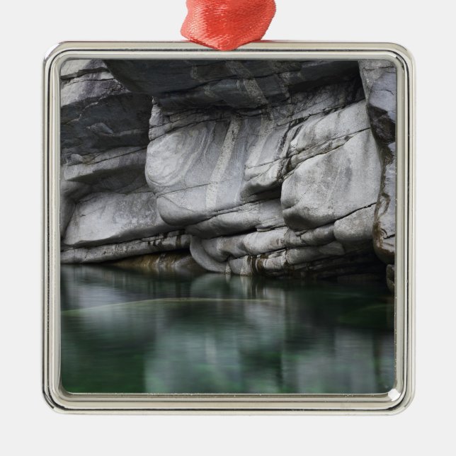 Rounded Rock Cliff by Verzasca River Metal Ornament (Front)