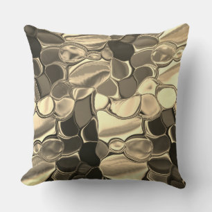 Rounded shapes in bronze colour, clear gold, gloss throw pillow