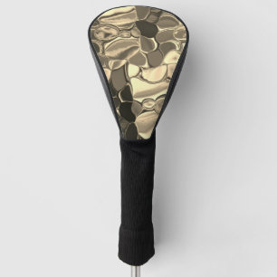 Rounded shapes in bronze colour, glossy light gold golf head cover