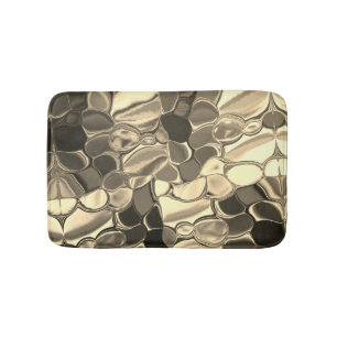 Rounded shapes in bronze colour or beige, glossy bath mat
