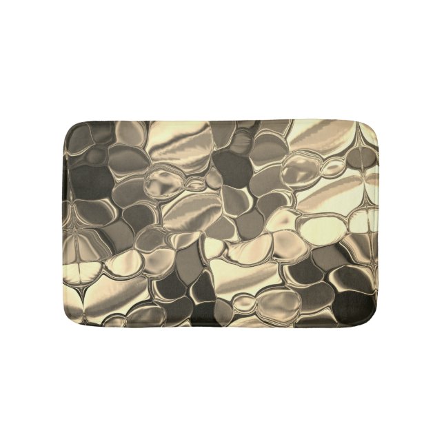 Rounded shapes in bronze colour or beige, glossy bath mat (Front)