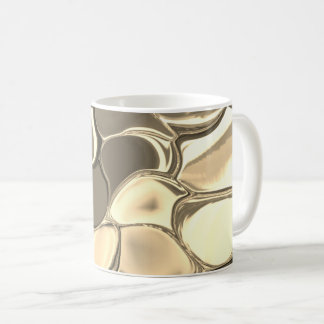 Rounded shapes in bronze colour or beige, glossy coffee mug