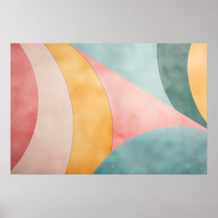 Rounded shapes in pale colours with copy space poster