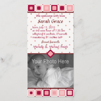 Rounded Squares Birth Announcement - Girl