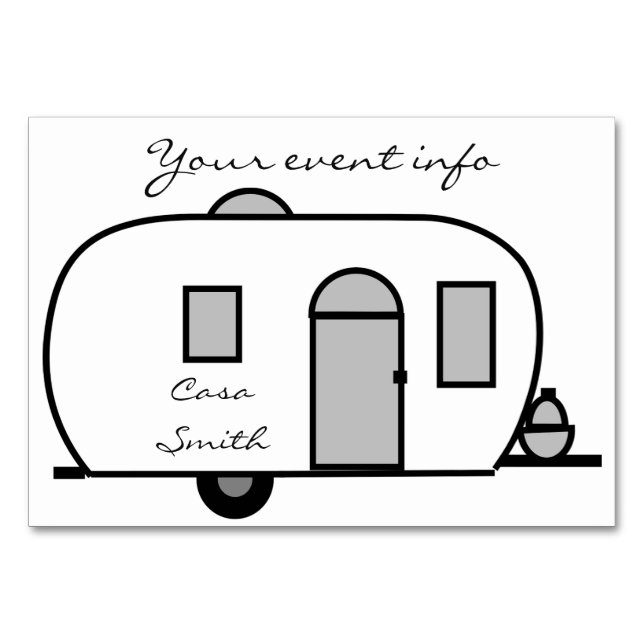 Rounded travel trailer Thunder_Cove Table Number (Front)