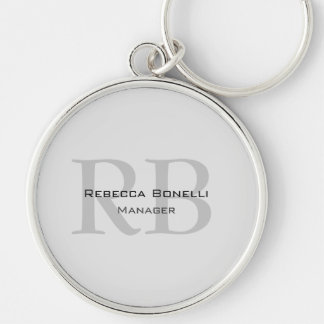 Rounded White Grey Monogram Manager Keychain