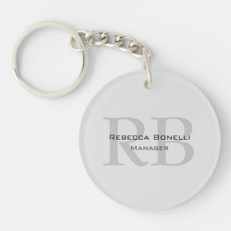 Rounded White Grey Monogram Manager Keychain