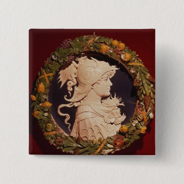 Roundel bearing a profile portrait 2 inch square button (Front)