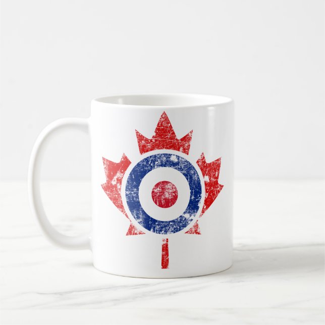 Roundel Canada Curling Hockey Target Grunge Ice Coffee Mug (Left)