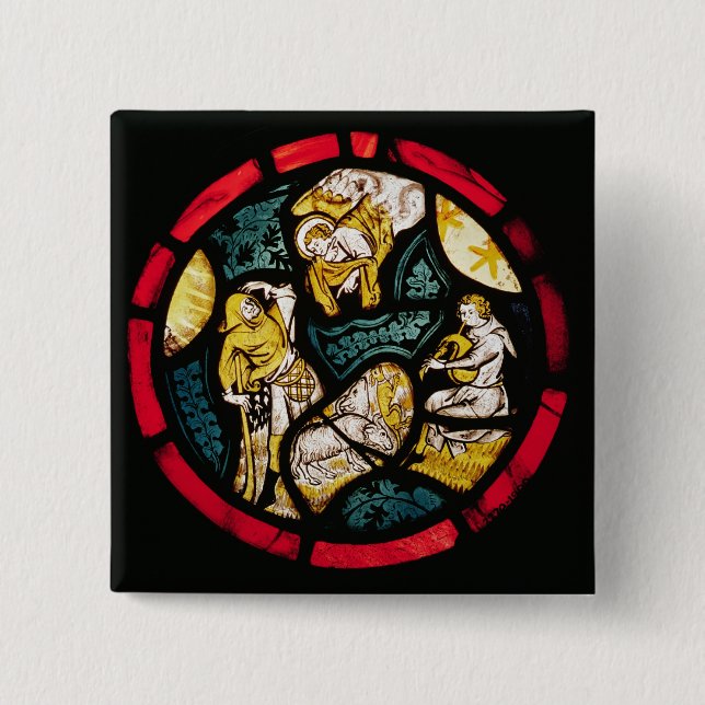 Roundel depicting the Annunciation to Shepherds 2 Inch Square Button (Front)