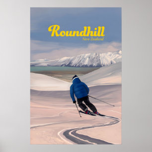 Roundhill New Zealand Ski Resort Poster