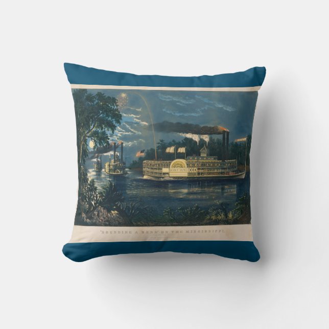 "Rounding a Bend" on the Mississippi boat pillow (Front)