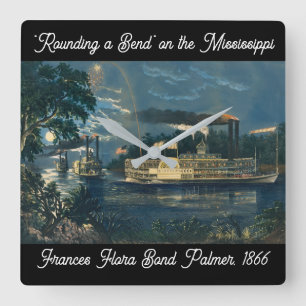 "Rounding a Bend" on the Mississippi: Square Wall Clock