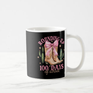 Rounding Up 100 Days Of School Pink Coquette Bow T Coffee Mug