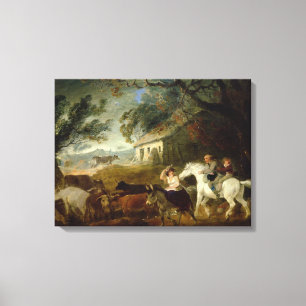 Rounding up before the Storm, 1805 (oil on panel) Canvas Print