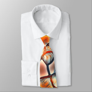 Roundish shapes in burnt cyan and ember orange tie