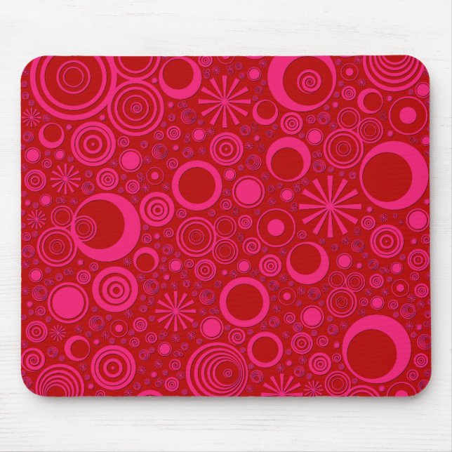 Rounds, Pink-Red Computer Mouse Pad (Front)