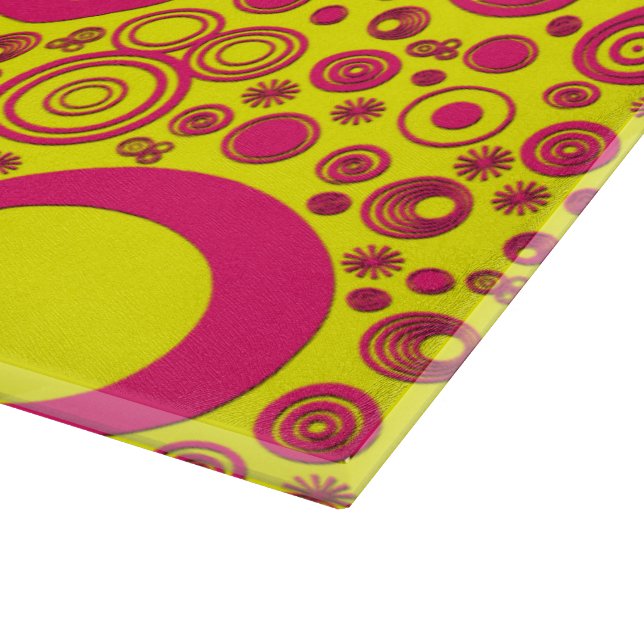 Rounds, Pink-Yellow Glass Cutting Board (Corner)