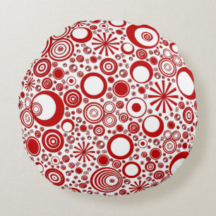Rounds-Red and White Round Throw Pillow