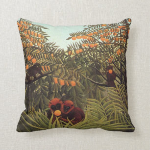 Rousseau - Apes in the Orange Grove Throw Pillow