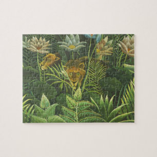 Rousseau Jungle Tropical Lion Art Print Botanical Jigsaw Puzzle