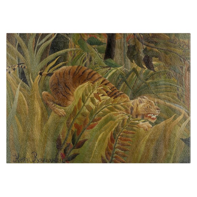 Rousseau Jungle Tropical Tiger Art Cutting Board (Front)