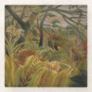 Rousseau Jungle Tropical Tiger Art Glass Coaster