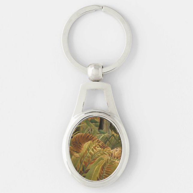 Rousseau Jungle Tropical Tiger Art Keychain (Front)
