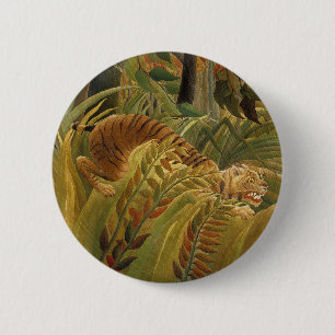 Rousseau Jungle Tropical Tiger Art Print Botanical 2 Inch Round Button