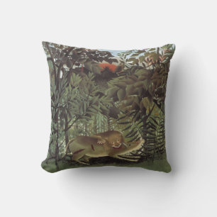 Rousseau’s Hungry Lion throw pillow