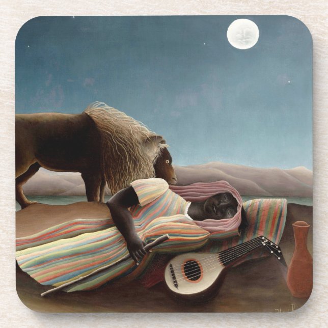 Rousseau’s Sleeping Gypsy coasters (Front)