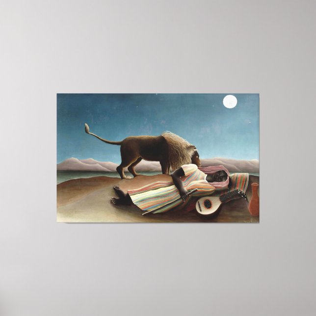 Rousseau Sleeping Gypsy Lion Painting Canvas Print (Front)