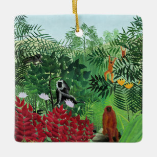 Rousseau - Tropical Forest with Monkeys Ceramic Ornament