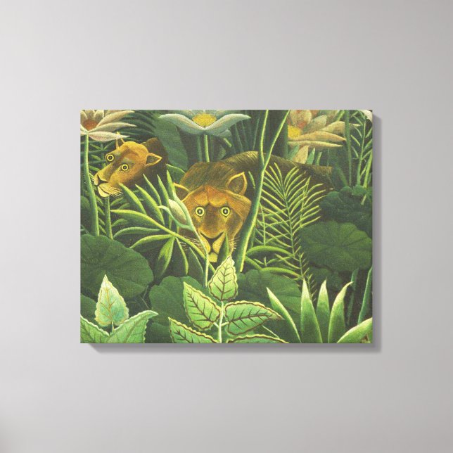 Rousseau Tropical Jungle Lion Painting Canvas Print (Front)