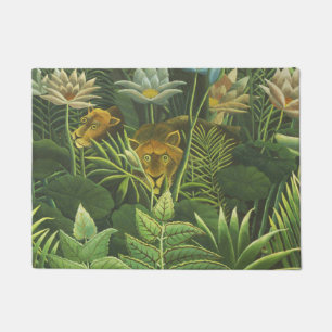 Rousseau Tropical Jungle Lion Painting Doormat