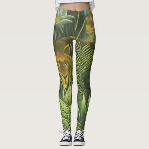 Rousseau Tropical Jungle Lion Painting Leggings