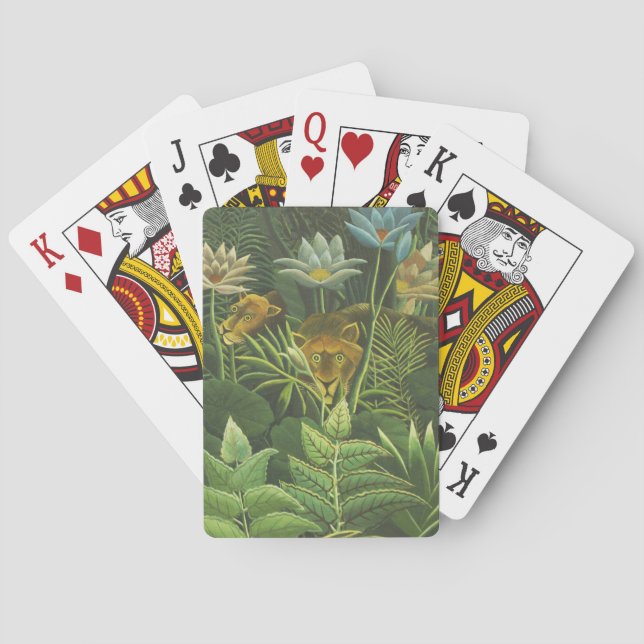 Rousseau Tropical Jungle Lion Painting Playing Cards (Back)