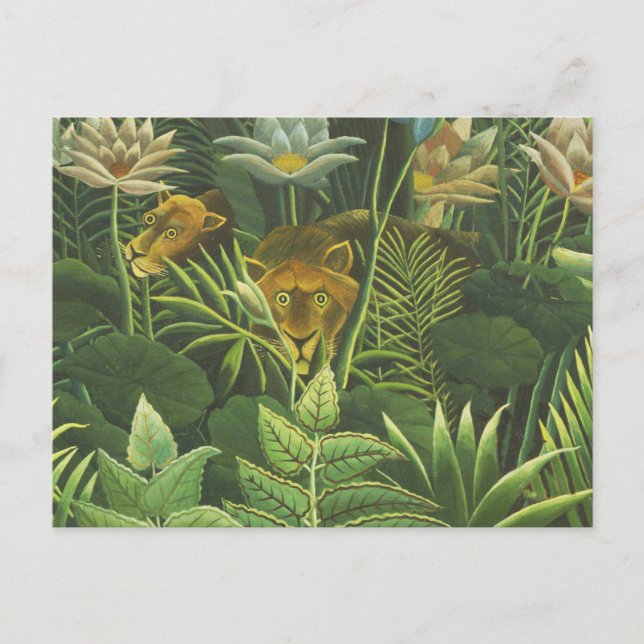 Rousseau Tropical Jungle Lion Painting Postcard (Front)