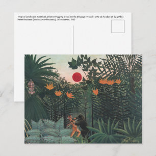 Rousseau - Tropical Landscape, Indian and Gorilla Postcard