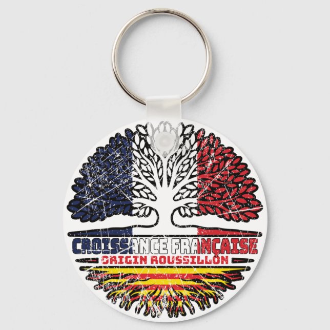 Roussillon Catalan French France Tree Roots Flag Keychain (Front)
