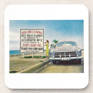 Route 1, Key West, Florida Retro Vintage Style  Coaster