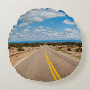 Route 40 Argentina Round Pillow