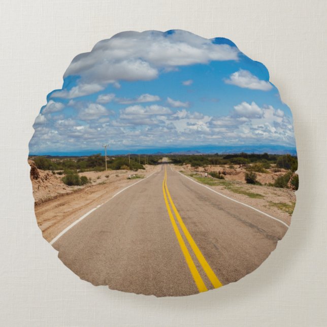 Route 40 Argentina Round Pillow (Front)