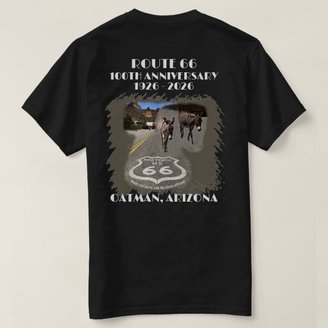Route 66-100 Years Oatman Arizona Back T-Shirt (Design Back)