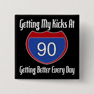 Route 66 90th Birthday 2 Inch Square Button