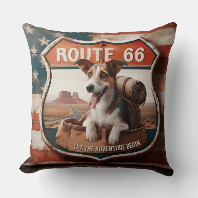 Route 66 Adventure Throw Pillow (Front)