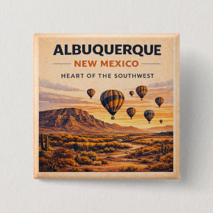 Route 66 Albuquerque Balloon Southwest Pride 2 Inch Square Button