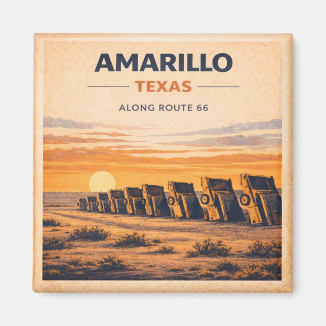 Route 66 Amarillo Texas Heritage Classic Sunset Magnet (Front)