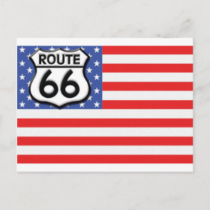 Route 66 American Flag Patriotic Postcard