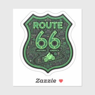 Route 66 Biker Decal — Historic America Road Stick